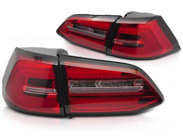 Voll LED Lightbar Rückleuchten für VW Golf 7 (VII) Variant 17-20 Rot/Chrom